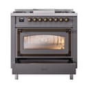 Nostalgie II Noblesse 36″ Dual Fuel Range (Natural Gas, Triple Glass Door, Graphite Matte, Burnished) view 5