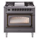 Nostalgie II Noblesse 36″ Dual Fuel Range (Liquid Propane, Triple Glass Door, Graphite Matte, Burnished) view 1