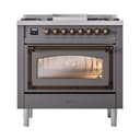 Nostalgie II Noblesse 36″ Dual Fuel Range (Liquid Propane, Triple Glass Door, Graphite Matte, Burnished) view 3