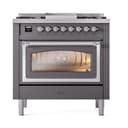Nostalgie II Noblesse 36″ Dual Fuel Range (Natural Gas, Triple Glass Door, Graphite Matte, Chrome) view 3