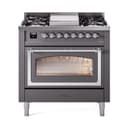 Nostalgie II Noblesse 36″ Dual Fuel Range (Liquid Propane, Triple Glass Door, Graphite Matte, Chrome) view 1