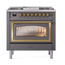 Nostalgie II Noblesse 36″ Dual Fuel Range (Natural Gas, Triple Glass Door, Graphite Matte, Brass) view 3
