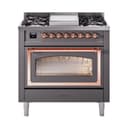 Nostalgie II Noblesse 36″ Dual Fuel Range (Natural Gas, Triple Glass Door, Graphite Matte, Copper) view 1