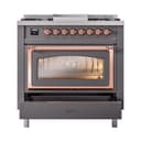 Nostalgie II Noblesse 36″ Dual Fuel Range (Natural Gas, Triple Glass Door, Graphite Matte, Copper) view 5