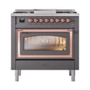 Nostalgie II Noblesse 36″ Dual Fuel Range (Liquid Propane, Triple Glass Door, Graphite Matte, Copper) view 3