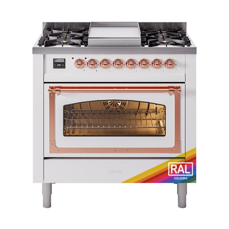 Nostalgie II Noblesse 36″ Dual Fuel Range (Natural Gas, Triple Glass Door, RAL, Copper)