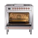 Nostalgie II Noblesse 36″ Dual Fuel Range (Natural Gas, Triple Glass Door, Stainless Steel, Copper) view 4
