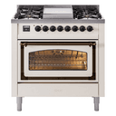 Nostalgie II Noblesse 36″ Dual Fuel Range (Natural Gas, Triple Glass Door, White, Burnished) view 1