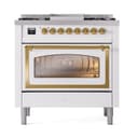 Nostalgie II Noblesse 36″ Dual Fuel Range (Liquid Propane, Triple Glass Door, White, Brass) view 3