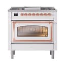 Nostalgie II Noblesse 36″ Dual Fuel Range (Natural Gas, Triple Glass Door, White, Copper) view 3