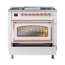 Nostalgie II Noblesse 36″ Dual Fuel Range (Natural Gas, Triple Glass Door, White, Copper) view 5