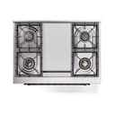Nostalgie II Noblesse 36″ Dual Fuel Range (Natural Gas, Solid Door, Antique White, Burnished) view 4