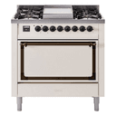 Nostalgie II Noblesse 36″ Dual Fuel Range (Liquid Propane, Solid Door, Antique White, Burnished) view 1