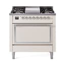 Nostalgie II Noblesse 36″ Dual Fuel Range (Liquid Propane, Solid Door, Antique White, Chrome) view 1