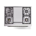 Nostalgie II Noblesse 36″ Dual Fuel Range (Natural Gas, Solid Door, Blue Grey, Burnished) view 4