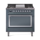 Nostalgie II Noblesse 36″ Dual Fuel Range (Natural Gas, Solid Door, Blue Grey, Chrome) view 1