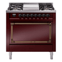 Nostalgie II Noblesse 36″ Dual Fuel Range (Natural Gas, Solid Door, Burgundy, Burnished) view 1