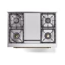 Nostalgie II Noblesse 36″ Dual Fuel Range (Natural Gas, Solid Door, Burgundy, Brass) view 4