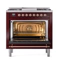 Nostalgie II Noblesse 36″ Dual Fuel Range (Liquid Propane, Solid Door, Burgundy, Copper) view 3