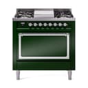 Nostalgie II Noblesse 36″ Dual Fuel Range (Natural Gas, Solid Door, Emerald Green, Chrome) view 1