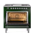 Nostalgie II Noblesse 36″ Dual Fuel Range (Natural Gas, Solid Door, Emerald Green, Chrome) view 3