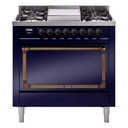 Nostalgie II Noblesse 36″ Dual Fuel Range (Natural Gas, Solid Door, Midnight Blue, Burnished) view 1