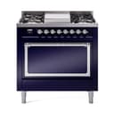 Nostalgie II Noblesse 36″ Dual Fuel Range (Natural Gas, Solid Door, Midnight Blue, Chrome) view 1