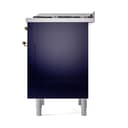 Nostalgie II Noblesse 36″ Dual Fuel Range (Liquid Propane, Solid Door, Midnight Blue, Brass) view 6