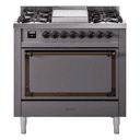 Nostalgie II Noblesse 36″ Dual Fuel Range (Liquid Propane, Solid Door, Graphite Matte, Burnished) view 1