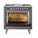 Nostalgie II Noblesse 36″ Dual Fuel Range (Natural Gas, Solid Door, Graphite Matte, Chrome) view 3