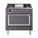 Nostalgie II Noblesse 36″ Dual Fuel Range (Liquid Propane, Solid Door, Graphite Matte, Chrome) view 1