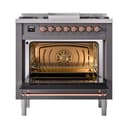 Nostalgie II Noblesse 36″ Dual Fuel Range (Liquid Propane, Solid Door, Graphite Matte, Copper) view 3