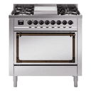 Nostalgie II Noblesse 36″ Dual Fuel Range (Natural Gas, Solid Door, Stainless Steel, Burnished) view 1