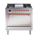 Nostalgie II Noblesse 36″ Dual Fuel Range (Natural Gas, Solid Door, Stainless Steel, Copper) view 1