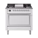 Nostalgie II Noblesse 36″ Dual Fuel Range (Liquid Propane, Solid Door, White, Chrome) view 1