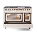 Nostalgie II Noblesse 48″ Dual Fuel Range  (8 Sealed Burners + Griddle, Natural Gas, Triple Glass Door, Antique White, Burnished) view 7