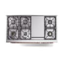 Nostalgie II Noblesse 48″ Dual Fuel Range  (8 Sealed Burners + Griddle, Natural Gas, Solid Door, Blue Grey, Copper) view 4