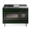 Nostalgie II Noblesse 48″ Dual Fuel Range  (5 Sealed Burners + Griddle + French Top, Natural Gas, Triple Glass Door, Emerald Green, Burnished) view 1