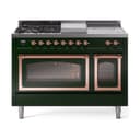 Nostalgie II Noblesse 48″ Dual Fuel Range  (5 Sealed Burners + Griddle + French Top, Natural Gas, Triple Glass Door, Emerald Green, Copper) view 1