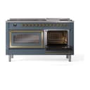 Nostalgie II Noblesse 60″ Dual Fuel Range      (9 Sealed Burners + Griddle, Natural Gas, Triple Glass Door, Blue Grey, Brass) view 5