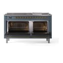 Nostalgie II Noblesse 60″ Dual Fuel Range      (9 Sealed Burners + Griddle, Liquid Propane, Triple Glass Door, Blue Grey, Brass) view 3