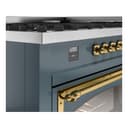 Nostalgie II Noblesse 60″ Dual Fuel Range      (9 Sealed Burners + Griddle, Liquid Propane, Triple Glass Door, Blue Grey, Brass) view 8