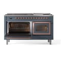 Nostalgie II Noblesse 60″ Dual Fuel Range      (9 Sealed Burners + Griddle, Natural Gas, Triple Glass Door, Blue Grey, Copper) view 4
