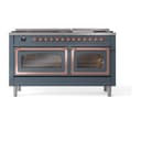 Nostalgie II Noblesse 60″ Dual Fuel Range      (9 Sealed Burners + Griddle, Liquid Propane, Triple Glass Door, Blue Grey, Copper) view 6