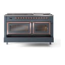 Nostalgie II Noblesse 60″ Dual Fuel Range      (9 Sealed Burners + Griddle, Liquid Propane, Triple Glass Door, Blue Grey, Copper) view 7