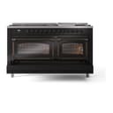 Nostalgie II Noblesse 60″ Dual Fuel Range      (9 Sealed Burners + Griddle, Natural Gas, Triple Glass Door, Glossy Black, Burnished) view 7