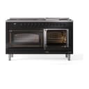 Nostalgie II Noblesse 60″ Dual Fuel Range      (9 Sealed Burners + Griddle, Liquid Propane, Triple Glass Door, Glossy Black, Burnished) view 5