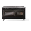 Nostalgie II Noblesse 60″ Dual Fuel Range      (9 Sealed Burners + Griddle, Liquid Propane, Triple Glass Door, Glossy Black, Burnished) view 6