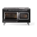 Nostalgie II Noblesse 60″ Dual Fuel Range      (9 Sealed Burners + Griddle, Natural Gas, Triple Glass Door, Glossy Black, Chrome) view 4