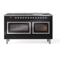 Nostalgie II Noblesse 60″ Dual Fuel Range      (9 Sealed Burners + Griddle, Natural Gas, Triple Glass Door, Glossy Black, Chrome) view 6